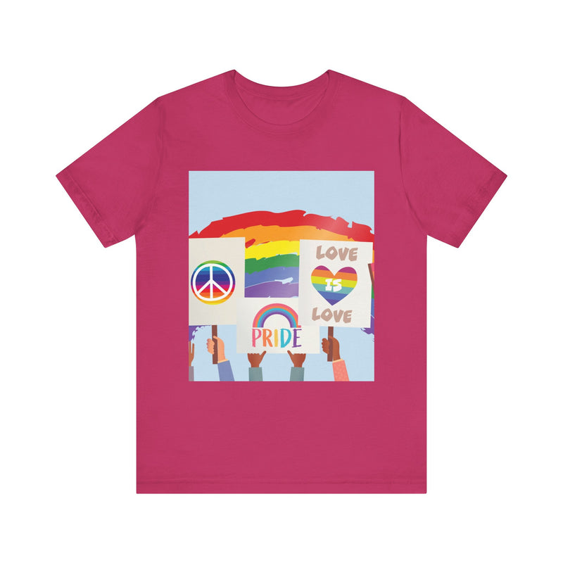 Pride Peace and Love Collage.  Unisex comfy casual t-shirt with short sleeves.
