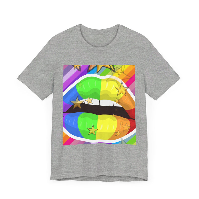 Rainbow Lips.  Unisex comfy casual t-shirt with short sleeves.