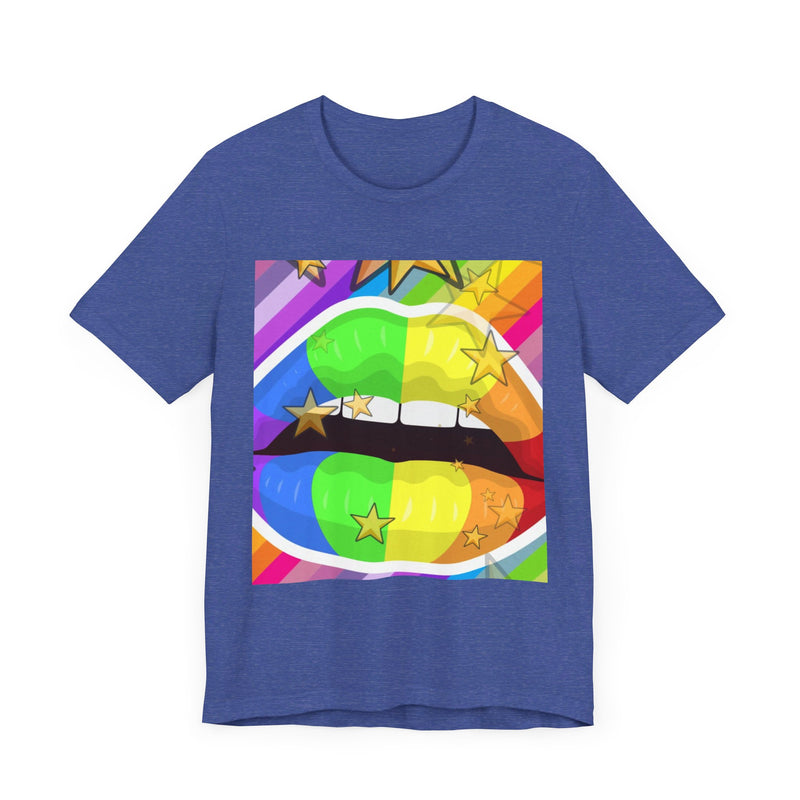 Rainbow Lips.  Unisex comfy casual t-shirt with short sleeves.
