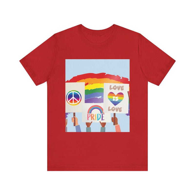 Pride Peace and Love Collage.  Unisex comfy casual t-shirt with short sleeves.