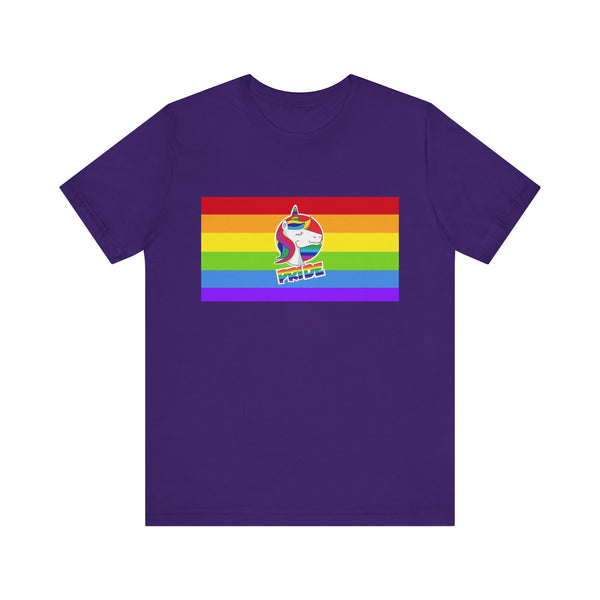 Rainbow Flag Pride Unicorn.  Unisex comfy casual t-shirt with short sleeves.