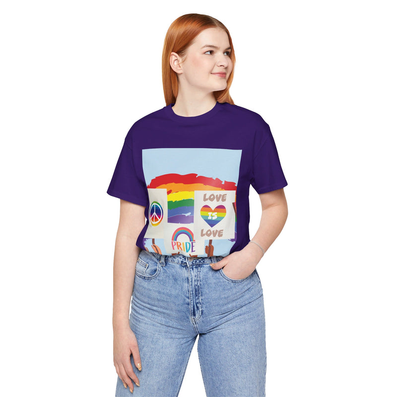 Pride Peace and Love Collage.  Unisex comfy casual t-shirt with short sleeves.