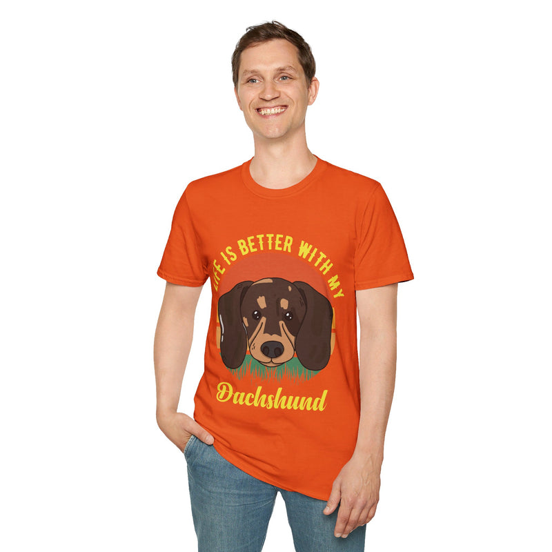 Life is Better with My Dachshund. Unisex comfy short sleeve t-shirt.