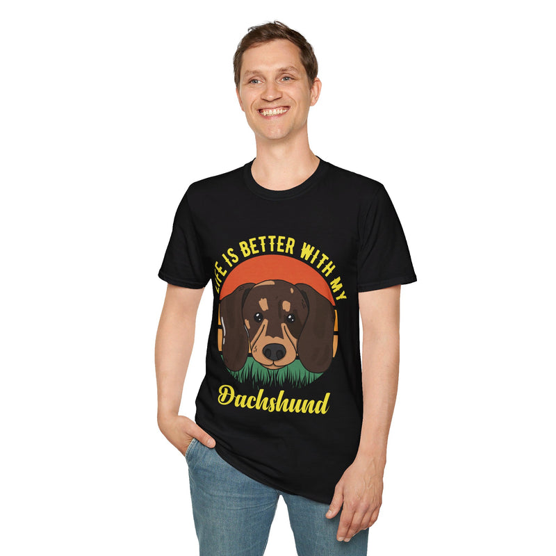 Life is Better with My Dachshund. Unisex comfy short sleeve t-shirt.