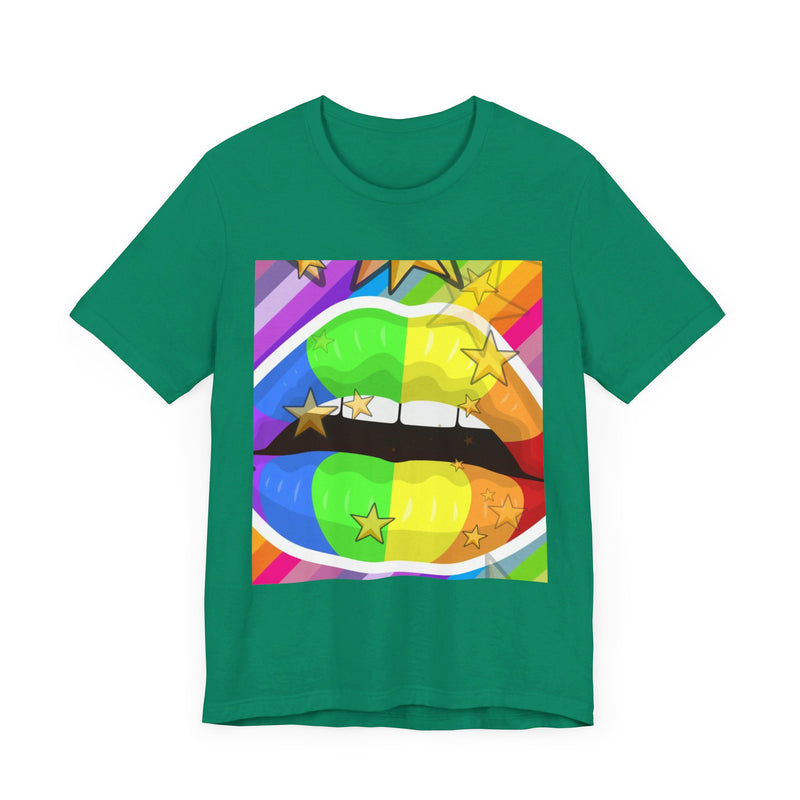 Rainbow Lips.  Unisex comfy casual t-shirt with short sleeves.