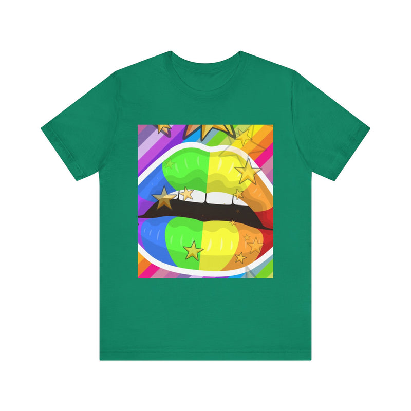 Rainbow Lips.  Unisex comfy casual t-shirt with short sleeves.