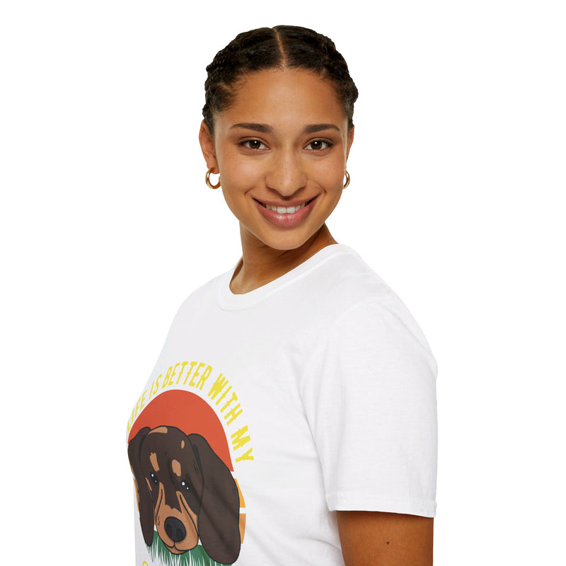 Life is Better with My Dachshund. Unisex comfy short sleeve t-shirt.