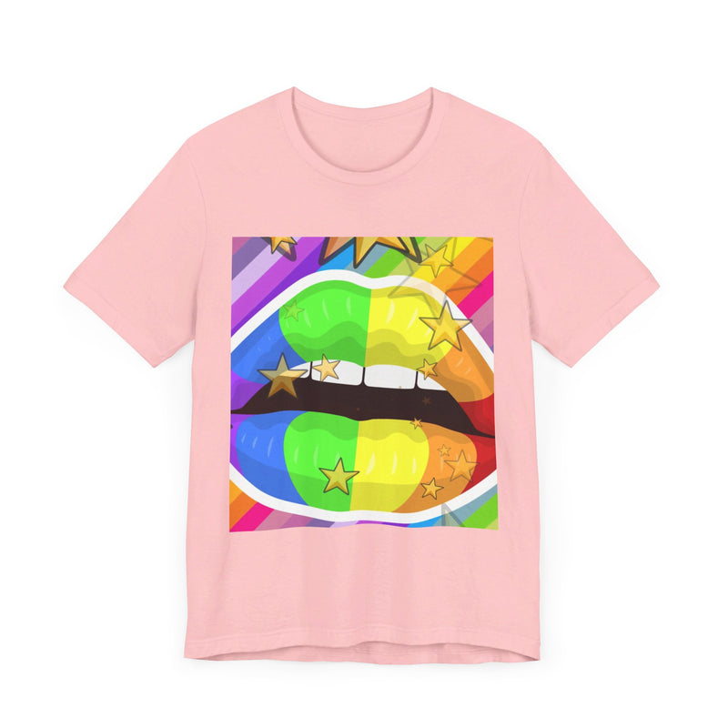 Rainbow Lips.  Unisex comfy casual t-shirt with short sleeves.