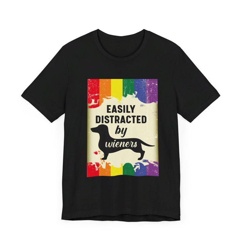 PRIDE Easily Distracted. Unisex comfy casual t-shirt with short sleeves.