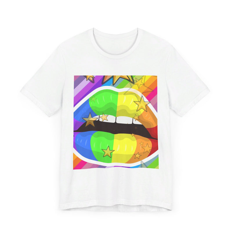 Rainbow Lips.  Unisex comfy casual t-shirt with short sleeves.
