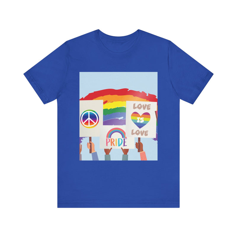 Pride Peace and Love Collage.  Unisex comfy casual t-shirt with short sleeves.