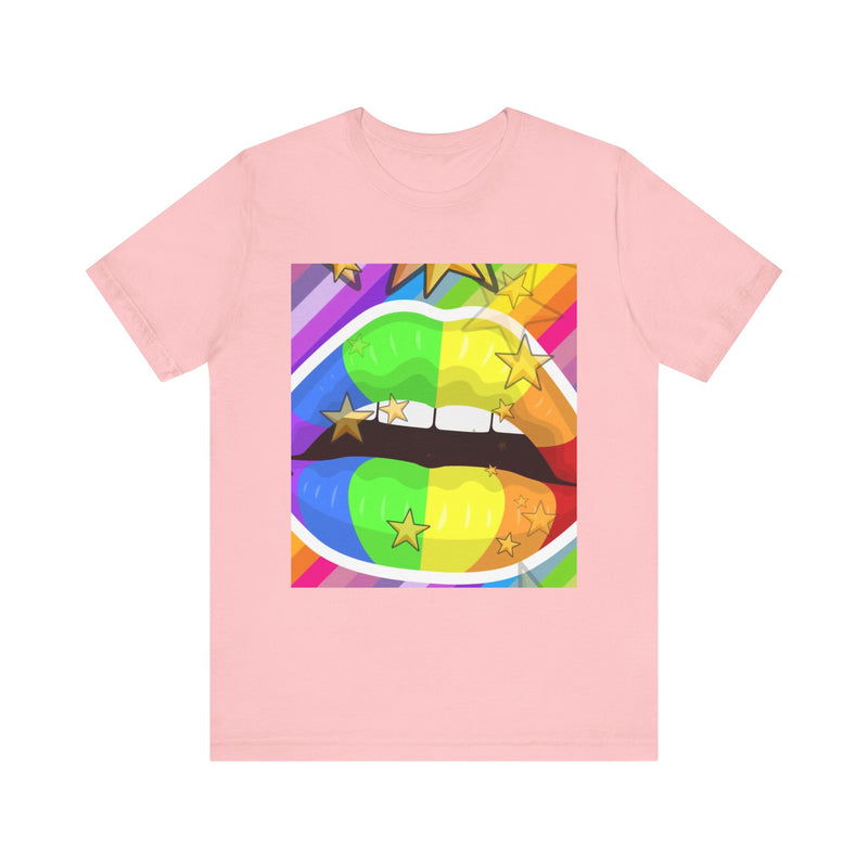 Rainbow Lips.  Unisex comfy casual t-shirt with short sleeves.