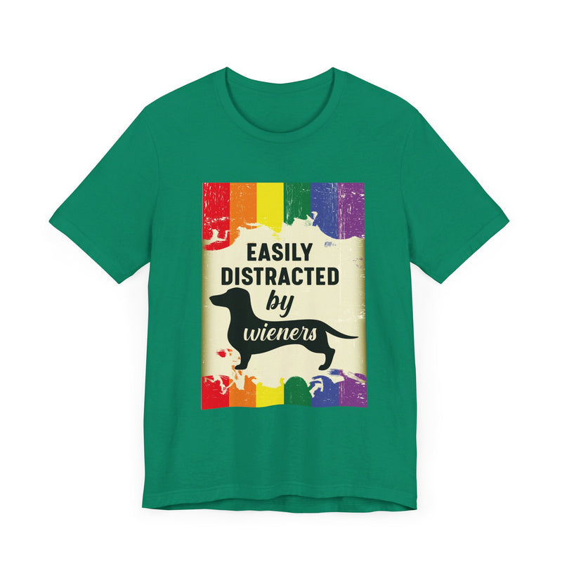 PRIDE Easily Distracted. Unisex comfy casual t-shirt with short sleeves.