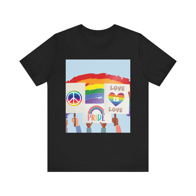 Pride Peace and Love Collage.  Unisex comfy casual t-shirt with short sleeves.