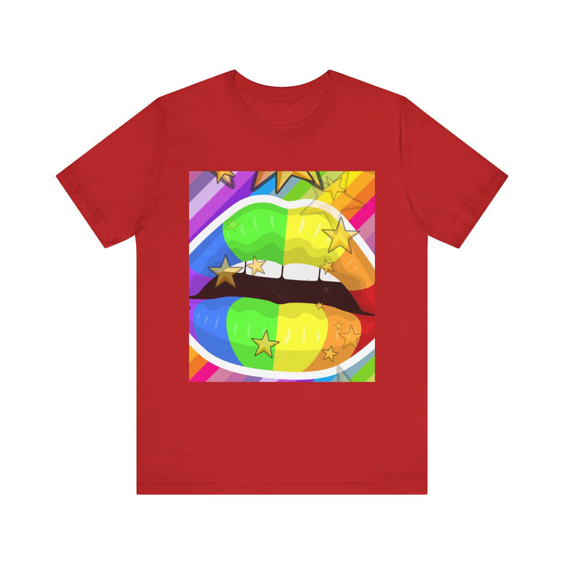 Rainbow Lips.  Unisex comfy casual t-shirt with short sleeves.
