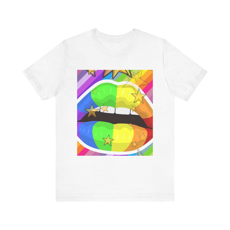 Rainbow Lips.  Unisex comfy casual t-shirt with short sleeves.