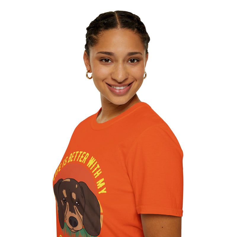 Life is Better with My Dachshund. Unisex comfy short sleeve t-shirt.