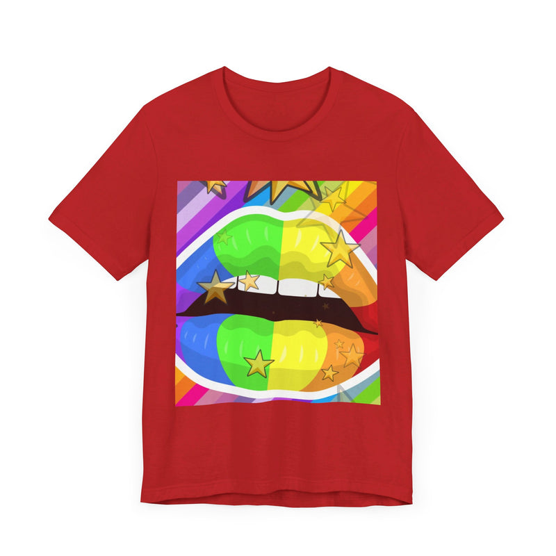Rainbow Lips.  Unisex comfy casual t-shirt with short sleeves.