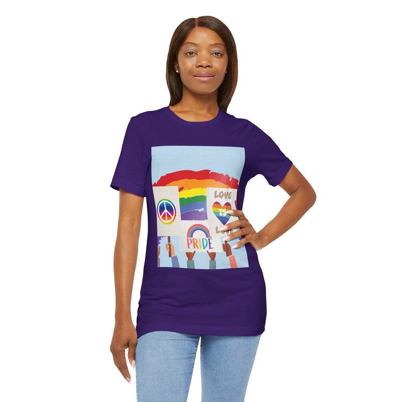 Pride Peace and Love Collage.  Unisex comfy casual t-shirt with short sleeves.