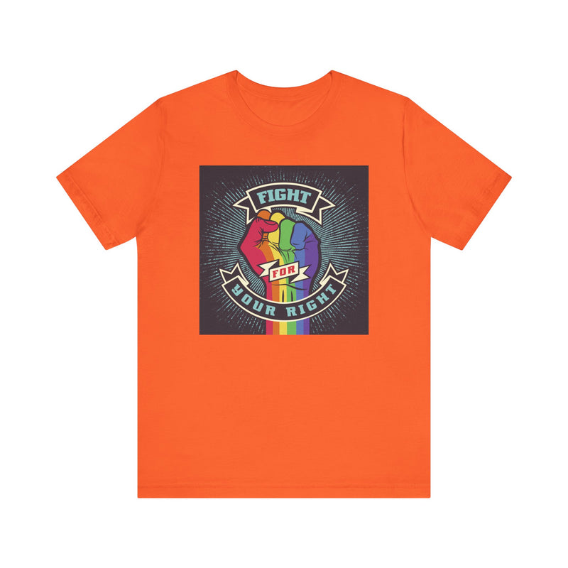 PRIDE Fight for Your Right T-shirt.  Unisex comfy casual t-shirt with short sleeves.