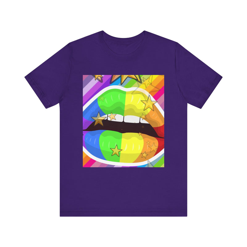 Rainbow Lips.  Unisex comfy casual t-shirt with short sleeves.