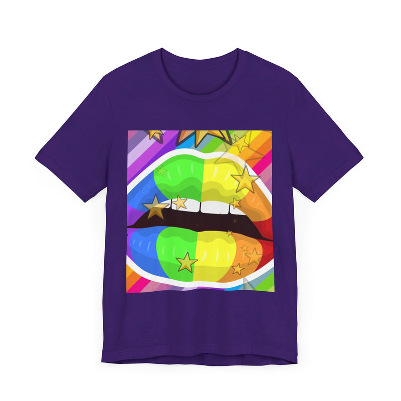 Rainbow Lips.  Unisex comfy casual t-shirt with short sleeves.